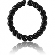 BLACK PVD COATED SURGICAL STEEL SEAMLESS RING - TWIST PIERCING