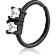 BLACK PVD COATED SURGICAL STEEL JEWELLED SEAMLESS RING