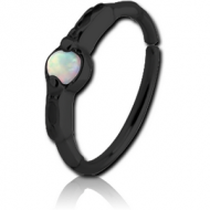 BLACK PVD COATED SURGICAL STEEL SYNTHETIC OPAL SEAMLESS RING