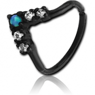 BLACK PVD COATED SURGICAL STEEL SYNTHETIC OPAL SEAMLESS RING