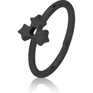 BLACK PVD COATED SURGICAL STEEL SEAMLESS RING - TRIPLE STAR PIERCING