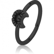 BLACK PVD COATED SURGICAL STEEL SEAMLESS RING - CRESCENT PIERCING