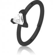 BLACK PVD COATED SURGICAL STEEL JEWELLED SEAMLESS RING - TRIANGLE PIERCING
