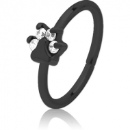 BLACK PVD COATED SURGICAL STEEL JEWELLED SEAMLESS RING - ANIMAL PAW PIERCING
