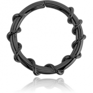 BLACK PVD COATED SURGICAL STEEL SEAMLESS RING - TWIST WIRE PIERCING
