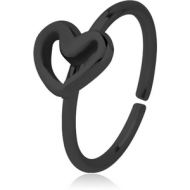 BLACK PVD COATED SURGICAL STEEL SEAMLESS RING - HEART PIERCING