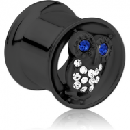 BLACK PVD COATED STAINLESS STEEL DOUBLE FLARED INTERNALLY THREADED TUNNEL - OWL PIERCING