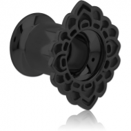 BLACK PVD COATED STAINLESS STEEL DOUBLE FLARED INTERNALLY THREADED TUNNEL PIERCING