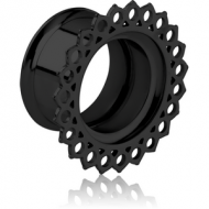 BLACK PVD COATED STAINLESS STEEL DOUBLE FLARED INTERNALLY THREADED TUNNEL