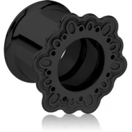 BLACK PVD COATED STAINLESS STEEL DOUBLE FLARED INTERNALLY THREADED TUNNEL PIERCING