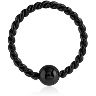 BLACK PVD COATED SURGICAL STEEL FIXED BEAD RING