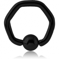 BLACK PVD COATED SURGICAL STEEL HEXAGON BALL CLOSURE RING PIERCING