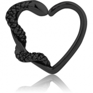 BLACK PVD COATED SURGICAL STEEL OPEN HEART SEAMLESS RING