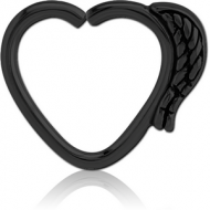 BLACK PVD COATED SURGICAL STEEL OPEN HEART SEAMLESS RING PIERCING