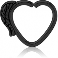 BLACK PVD COATED SURGICAL STEEL OPEN HEART SEAMLESS RING