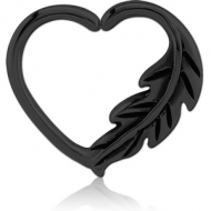 BLACK PVD COATED SURGICAL STEEL OPEN HEART SEAMLESS RING PIERCING