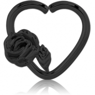BLACK PVD COATED SURGICAL STEEL OPEN HEART SEAMLESS RING