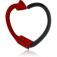 BLACK PVD COATED SURGICAL STEEL OPEN HEART SEAMLESS RING PIERCING