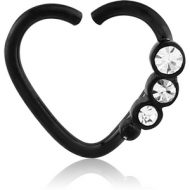 BLACK PVD COATED SURGICAL STEEL OPEN HEART SEAMLESS RING