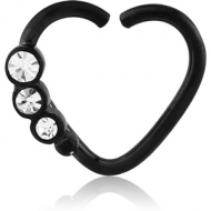 BLACK PVD COATED SURGICAL STEEL OPEN HEART SEAMLESS RING