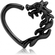 BLACK PVD COATED SURGICAL STEEL OPEN HEART SEAMLESS RING PIERCING