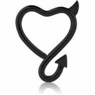 BLACK PVD COATED SURGICAL STEEL OPEN HEART SEAMLESS RING PIERCING