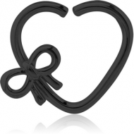 BLACK PVD COATED SURGICAL STEEL OPEN HEART SEAMLESS RING PIERCING