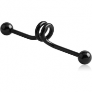 BLACK PVD COATED SURGICAL STEEL INDUSTRIAL SPRING BARBELL PIERCING