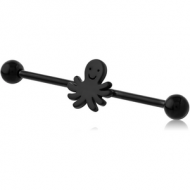 BLACK PVD COATED SURGICAL STEEL INDUSTRIAL BARBELL - SQUID PIERCING