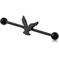 BLACK PVD COATED SURGICAL STEEL INDUSTRIAL BARBELL - EAGLE PIERCING