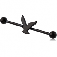 BLACK PVD COATED SURGICAL STEEL INDUSTRIAL BARBELL - EAGLE