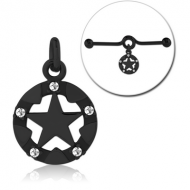 BLACK PVD COATED SURGICAL STEEL JEWELLED CHARM FOR INDUSTRIAL BARBELL PIERCING