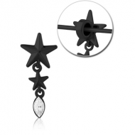 BLACK PVD COATED SURGICAL STEEL SLIDING JEWELLED CHARM FOR INDUSTRIAL BARBELL PIERCING