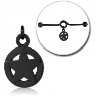 BLACK PVD COATED SURGICAL STEEL CHARM FOR INDUSTRIAL BARBELL PIERCING
