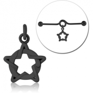 BLACK PVD COATED SURGICAL STEEL CHARM FOR INDUSTRIAL BARBELL PIERCING