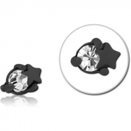 BLACK PVD COATED SURGICAL STEEL JEWELLED ATTACHMENT FOR 1.6MM INTERNALLY THREADED PINS - STAR AND GEM PIERCING