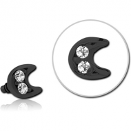 BLACK PVD COATED SURGICAL STEEL JEWELLED ATTACHMENT FOR 1.6MM INTERNALLY THREADED PINS - CRESCENT PRONGS PIERCING