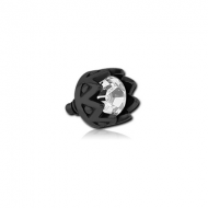 BLACK PVD COATED SURGICAL STEEL JEWELLED ATTACHMENT FOR 1.6MM INTERNALLY THREADED PINS PIERCING