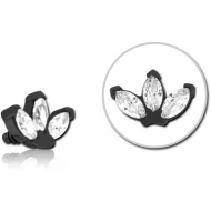 BLACK PVD COATED SURGICAL STEEL JEWELLED ATTACHMENT FOR 1.6MM INTERNALLY THREADED PINS PIERCING