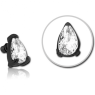 BLACK PVD COATED SURGICAL STEEL JEWELLED ATTACHMENT FOR 1.6MM INTERNALLY THREADED PINS - DROP PIERCING