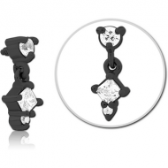 BLACK PVD COATED SURGICAL STEEL JEWELLED MICRO ATTACHMENT FOR 1.6MM INTERNALLY THREADED PINS PIERCING