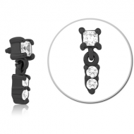 BLACK PVD COATED SURGICAL STEEL JEWELLED MICRO ATTACHMENT FOR 1.6MM INTERNALLY THREADED PINS PIERCING