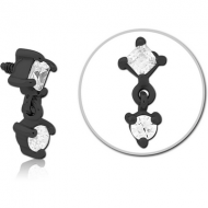BLACK PVD COATED SURGICAL STEEL JEWELLED MICRO ATTACHMENT FOR 1.6MM INTERNALLY THREADED PINS PIERCING