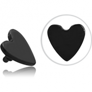 BLACK PVD COATED SURGICAL STEEL HEART FOR 1.2MM INTERNALLY THREADED PINS PIERCING