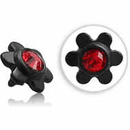 BLACK PVD COATED SURGICAL STEEL SWAROVSKI CRYSTAL JEWELLED FLOWER FOR 1.2MM INTERNALLY THREADED PINS PIERCING
