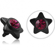 BLACK PVD COATED SURGICAL STEEL SWAROVSKI CRYSTAL JEWELLED STAR FOR 1.2MM INTERNALLY THREADED PINS PIERCING
