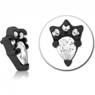 BLACK PVD COATED SURGICAL STEEL JEWELLED MICRO ATTACHMENT FOR 1.2MM INTERNALLY THREADED PINS PIERCING