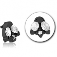 BLACK PVD COATED SURGICAL STEEL JEWELLED MICRO ATTACHMENT FOR 1.2MM INTERNALLY THREADED PINS PIERCING