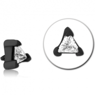 BLACK PVD COATED SURGICAL STEEL JEWELLED MICRO ATTACHMENT FOR 1.2MM INTERNALLY THREADED PINS - TRIANGLE PIERCING