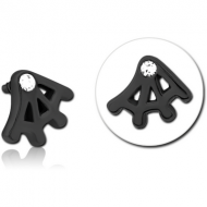 BLACK PVD COATED SURGICAL STEEL JEWELLED MICRO ATTACHMENT FOR 1.2MM INTERNALLY THREADED PINS PIERCING